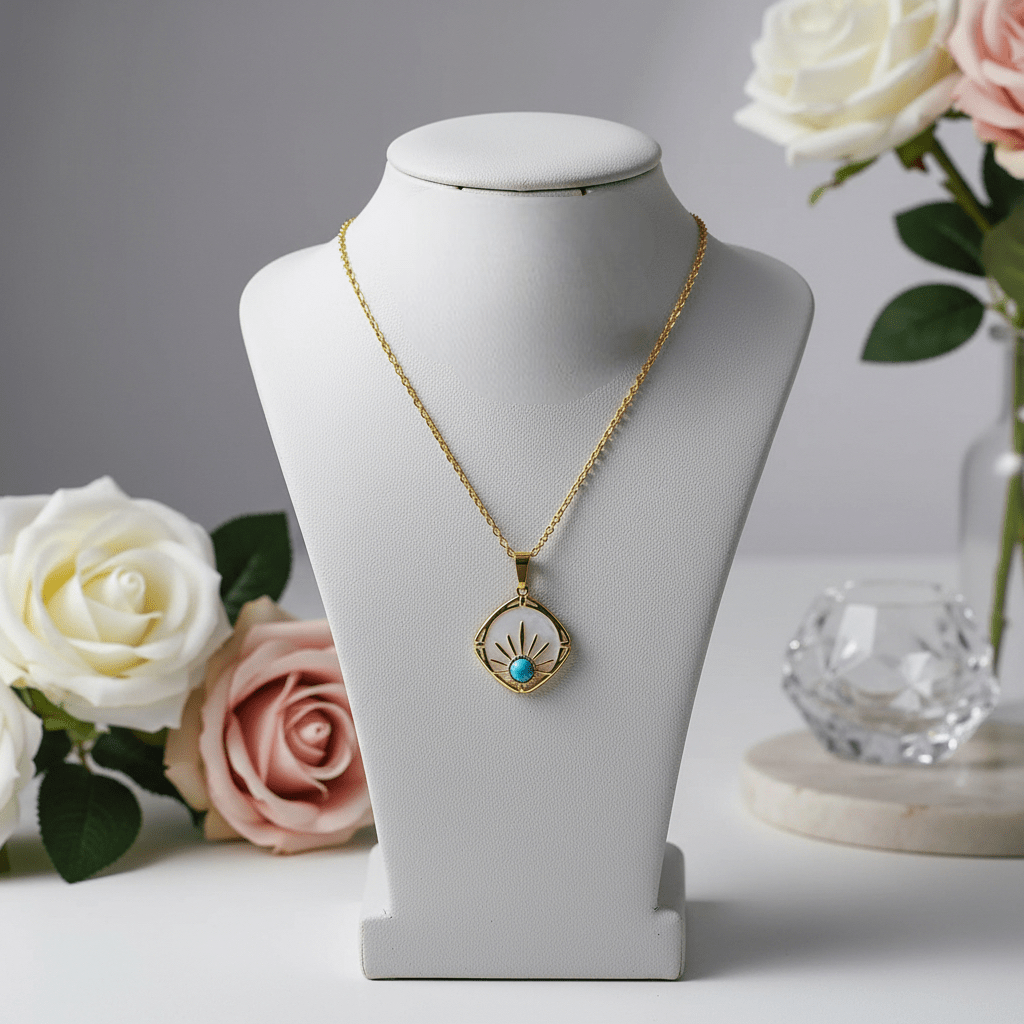 Blue sun necklace - Hansel & Grace