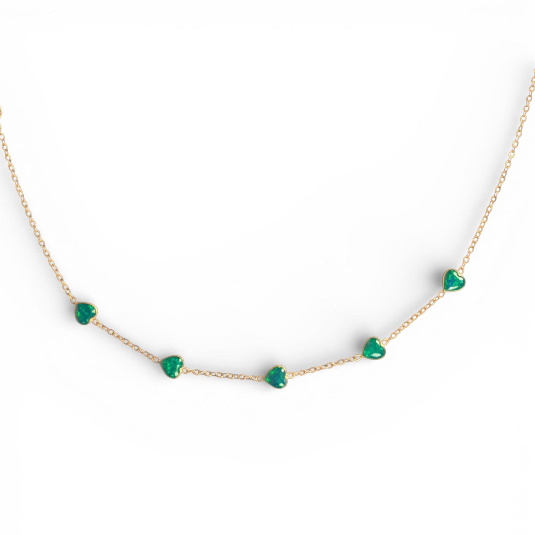 Green gem heart bracelet - Hansel Grace