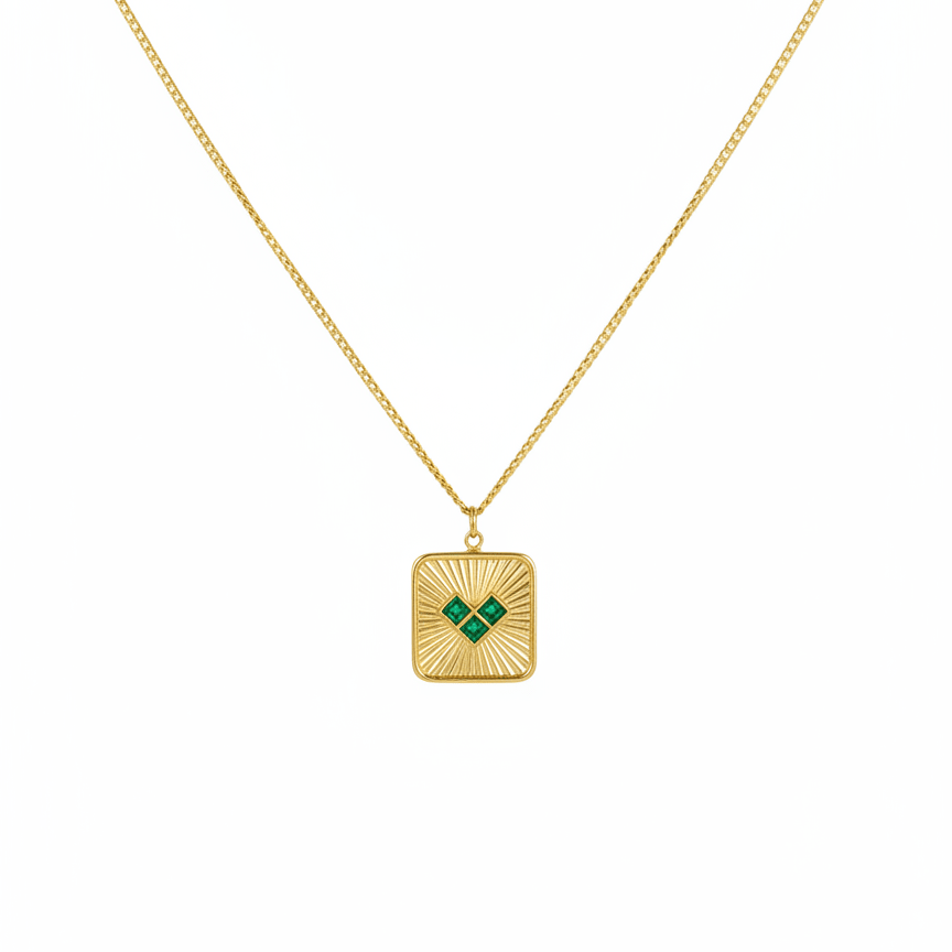 Green heart - Stainless steel necklace - Hansel Grace