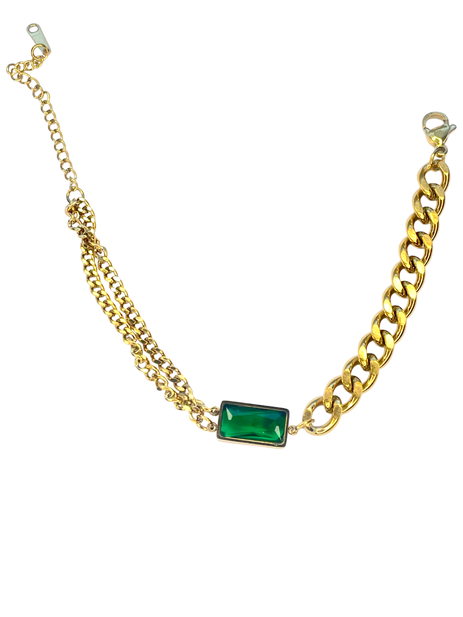 Green Stone Stainless Steel Bracelet - Hansel Grace